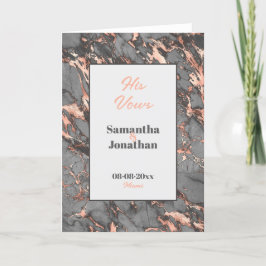 Elegant grijs roze marmeren bruiloft zijn geloften bedankkaart