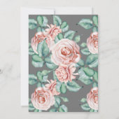 Elegant grijs Roze roze roze bloem Birthday Party Kaart (Achterkant)