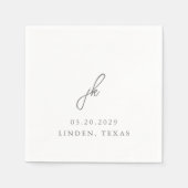 Elegant grijs script monogram bruiloft servet (Voorkant)