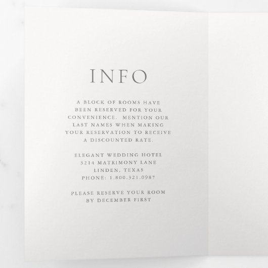 Elegant Grijs Script Monogram Huwelijk Drieluik Uitnodiging (Binnenzijde eerst)