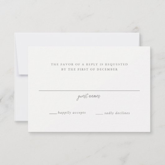 Elegant Grijs Script Monogram Huwelijk RSVP Kaartje (Voorkant)