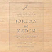 Elegant grijs script monogram trouw acryl uitnodigingen (Voorkant)