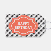 Elegant grijs Sinaasappel gepersonaliseerd Happy B Cadeaulabel (Voorkant (Horizontaal))