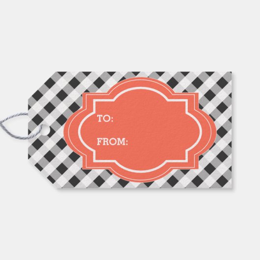 Elegant grijs Sinaasappel gepersonaliseerd Happy B Cadeaulabel (Achterkant Horizontaal)