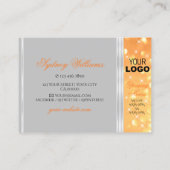 Elegant Grijs Sinaasappel Glitter Logo Zilveren Ra Visitekaartje (Achterkant)