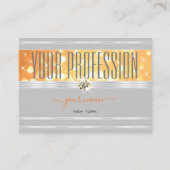 Elegant Grijs Sinaasappel Glitter Zilveren Rand Di Visitekaartje (Voorkant)