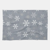 Elegant  Grijs Sneeuwvlokken patroon Kerst Theedoek (Horizontaal)