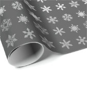 Elegant grijs Snowflakes gepatterd Cadeaupapier (Rol Hoek)