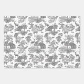 Elegant Grijs Toile Deer Fox Woodland Inpakpapier Vel (Voorkant 3)