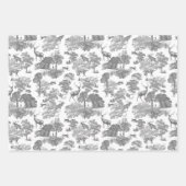 Elegant Grijs Toile Deer Fox Woodland Inpakpapier Vel (Voorkant 2)