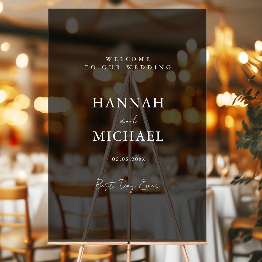 Elegant, grijs-transparant, minimaal, bruiloft acryl bord