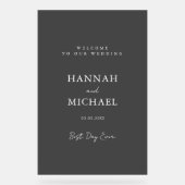 Elegant, grijs-transparant, minimaal, bruiloft acryl bord (Voorkant)