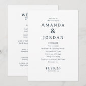 Elegant grijs typografisch huwelijksprogramma programmakaart (Voorkant / Achterkant)