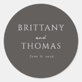 Elegant Grijs Typografisch Ronde Sticker (Voorkant)