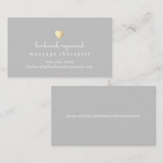 Elegant grijs Visitekaartje voor massagetherapeut (Voorkant / Achterkant)