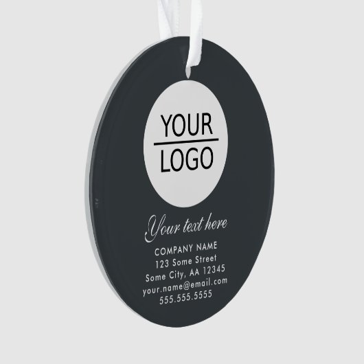 Elegant grijs Voeg je Logo aangepaste tekstpromoti Ornament (voorkant)