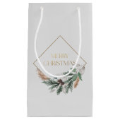 Elegant grijs vrolijk kerstfeest klein cadeauzakje (Voorkant)
