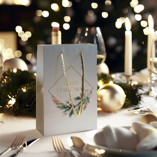 Elegant grijs vrolijk kerstfeest klein cadeauzakje