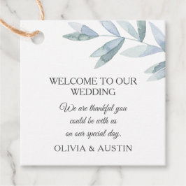 Elegant grijs waterverf blad. Botanische bruiloft Bedankjes Labels