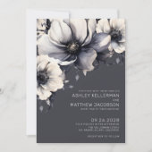 Elegant grijs Waterverf bloemenbruiloft Kaart (Voorkant)