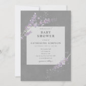 Elegant grijs Waterverf lavender baby shower Kaart (Voorkant)