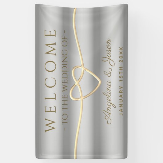 Elegant grijs welkom bruiloft spandoek (Verticaal)