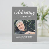 Elegant grijs wit begrafenisgebed Kaart met foto (Staand voorkant)