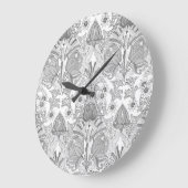 Elegant  grijs wit bloemenpatroon grote klok (Hoek)