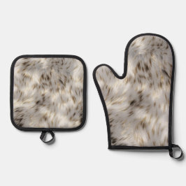 Elegant Grijs Wit Goud Bruiloft Ovenwant & Pannenlap Set