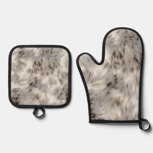 Elegant Grijs Wit Goud Bruiloft Ovenwant & Pannenlap Set (Voorkant)