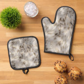 Elegant Grijs Wit Goud Bruiloft Ovenwant & Pannenlap Set (Top down)