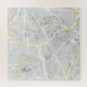 Elegant Grijs Wit Goud Marmer Abstract Hard Legpuzzel (Horizontaal)