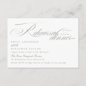 Elegant grijs wit kalligrafie repetitie diner informatiekaartje (Voorkant)