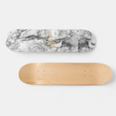 Elegant grijs wit modern marmer goudmonogram persoonlijk skateboard (Horizontaal)