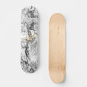 Elegant grijs wit modern marmer goudmonogram persoonlijk skateboard (Voorkant)