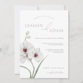 Elegant Grijs Wit Orchideeën Initialen Bloemenbrui Kaart (Voorkant)