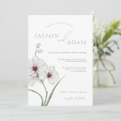 Elegant Grijs Wit Orchideeën Initialen Bloemenbrui Kaart (Staand voorkant)