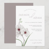 Elegant Grijs Wit Orchideeën Initialen Bloemenbrui Kaart (Voorkant / Achterkant)