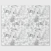 Elegant  Grijs Wit Paard Bloemenpatroon Cadeaupapier (Vlak)