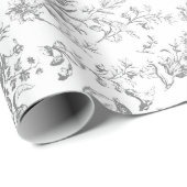 Elegant  Grijs Wit Paard Bloemenpatroon Cadeaupapier (Rol Hoek)