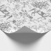 Elegant  Grijs Wit Paard Bloemenpatroon Cadeaupapier (Hoek)