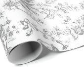 Elegant  Grijs Wit Paard Bloemenpatroon Cadeaupapier (Rol Hoek)