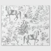 Elegant  Grijs Wit Paard Bloemenpatroon Cadeaupapier (Vlak)