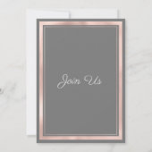 Elegant grijs wit rose goud marmer bruiloft kaart (Achterkant)