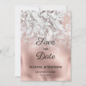 Elegant grijs wit rose goud marmer Save the Date Kaart (Voorkant)
