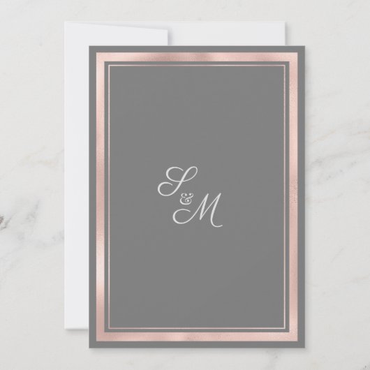 Elegant grijs wit rose goud marmer Save the Date Kaart (Achterkant)