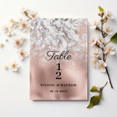 Elegant grijs wit rose goud marmer tafel nummers kaart