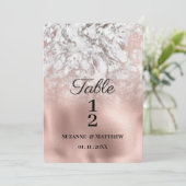 Elegant grijs wit rose goud marmer tafel nummers kaart (Staand voorkant)