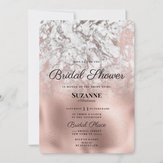 Elegant grijs wit rosé goud marmer Vrijgezellenfee Kaart (Voorkant)