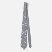 Elegant grijs wit stippenpatroon bruidegom cadeau stropdas (Voorkant)